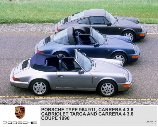 1990 964 Porsche 911 Carrera 4, cabriolet, Targa and Coupe
