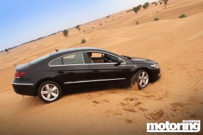Volkswagen CC driven in the desert on sand in UAE
